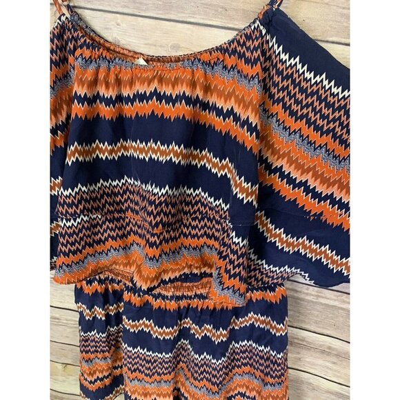 Parker Medium 100% Silk Romper Chevron Print - Picture 2 of 9